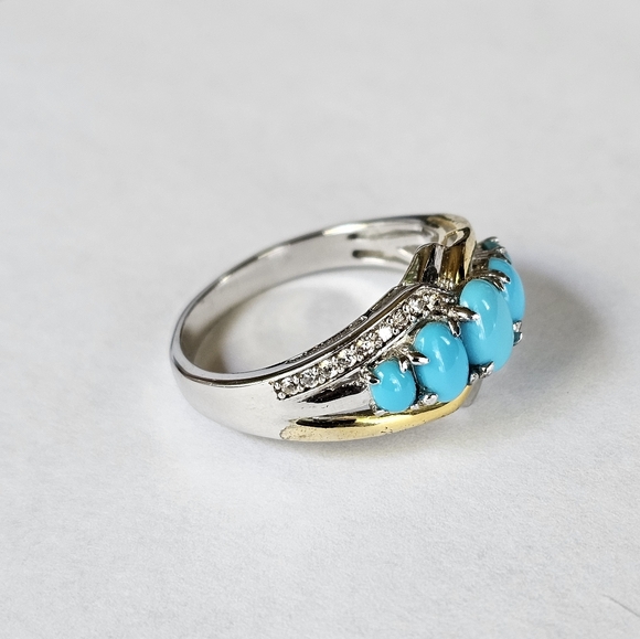 Gorgeous Natural Sleeping Beauty Turquoise & Diamond Ring Sz 10! - Picture 3 of 5